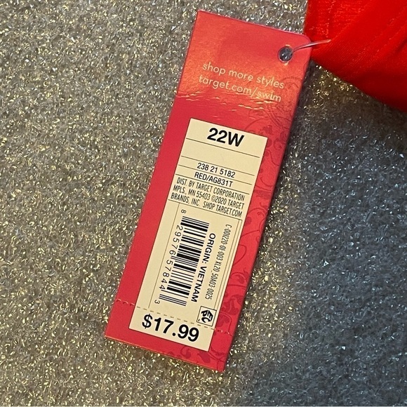 Xhilaration One Shoulder Bikini Top Plus Size 22W Red Orange NWT Swimwear New - Picture 5 of 10